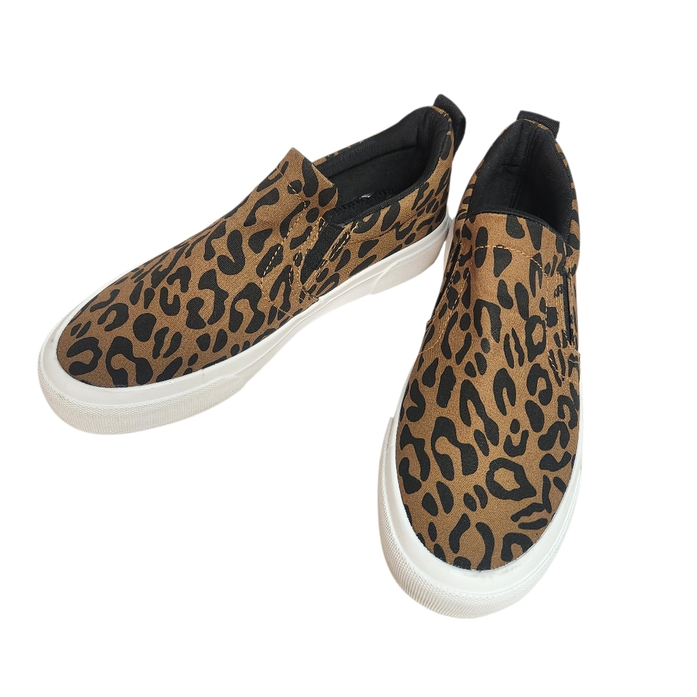 JENN ARDOR Women Classic Slip-On Sneakers Flats Brown Black Leopard Womens 7 - Picture 2 of 8